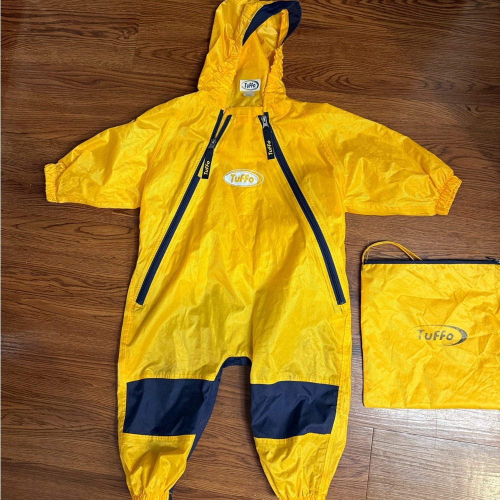 Tuffo muddy buddy 18month Bright Yellow Waterproof Rain Suit with Navy Trim